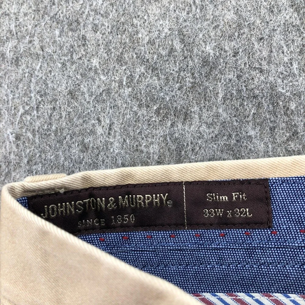Johnston & Murphy Pants Mens 33x32 Beige Chino Slim Straight Casual Khakis